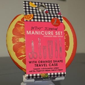 BETSEY JOHNSON NWT Manicure Set with Orange Travel Case